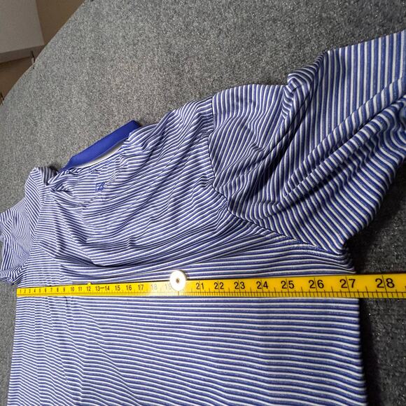 Cutter & Buck Polo Men's XXL Blue Striped Stretchy Performance Golf Shirt - Picture 7 of 7